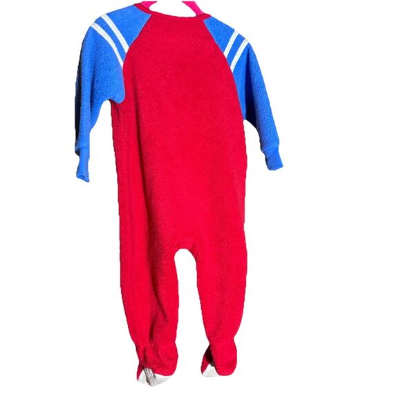 Okie Dokie Fleece Red Sleeper Boys Size 18m Zip Up Warm Footed Pajamas Race Car - Picture 7 of 16